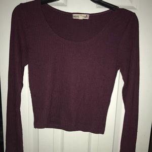 Wine/maroon long sleeve crop top